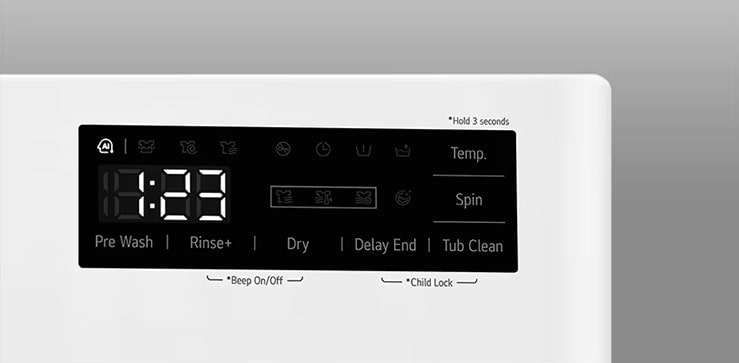 Imagen de la lavadora y el display