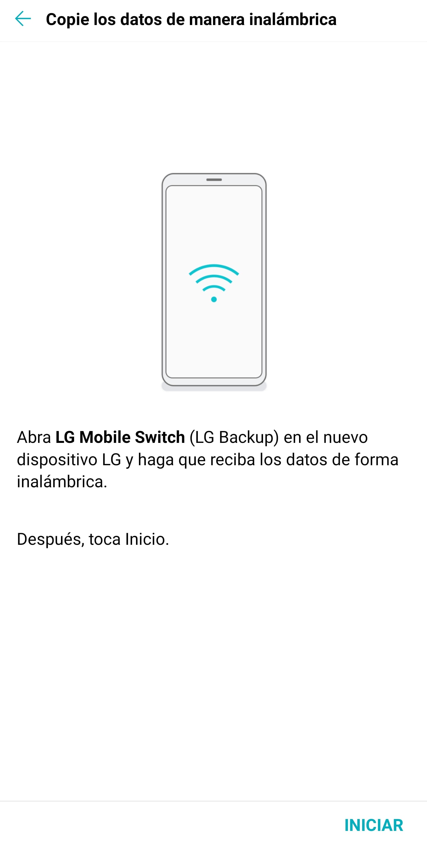 Copie los datos de manera inalámbrica