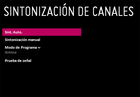 sintonización canales