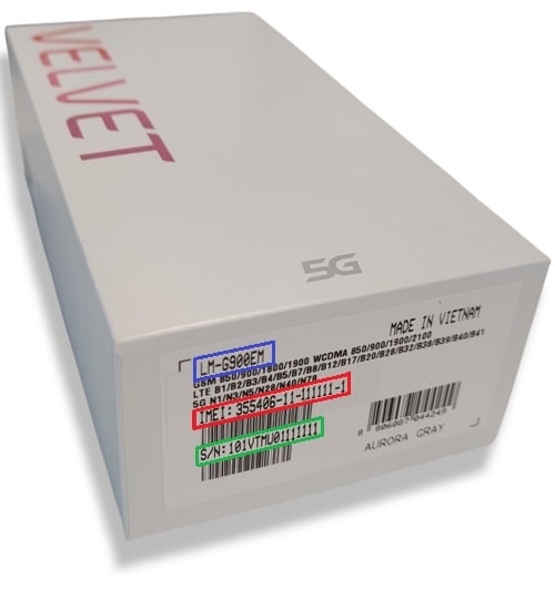 IMEI en la caja del producto