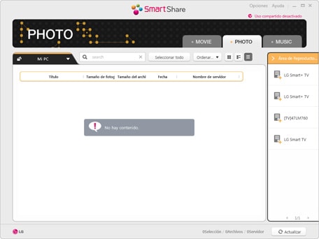 SmartShare compartir contenido desde PC con smartShare LG