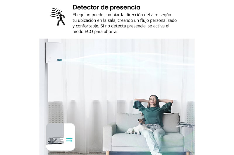 Modern living room with LG air conditioner on the wall