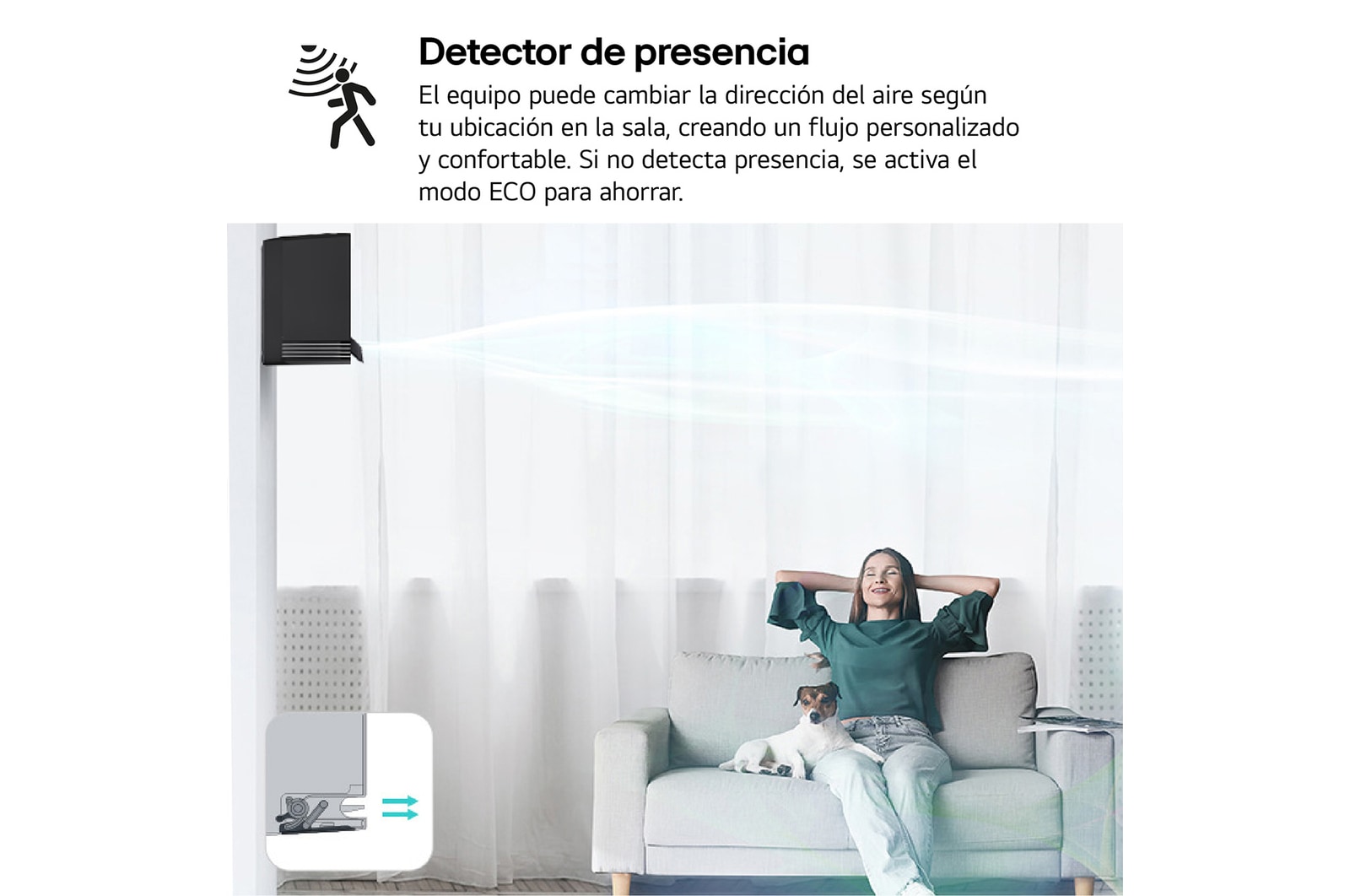 Salotto moderno con condizionatore LG a parete