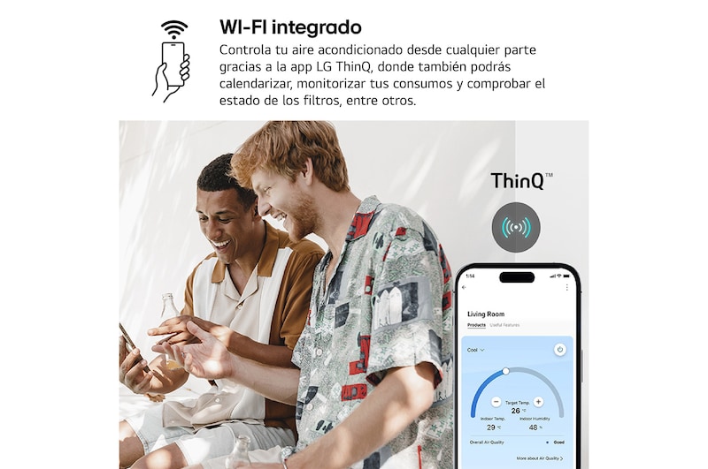 Close-up side view of LG ai air conditioner highlighting its vent details