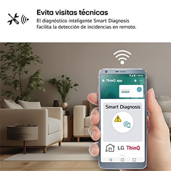 Left low-angle front view of LG ai air conditioner with open lower vane