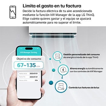 Image showing LG air conditioner dimensions and installation guidelines. Dimensions: 89.5cm width, 23.5cm depth, and 30.7cm height. Installation: Requires 10cm clearance on both sides, 12cm above.