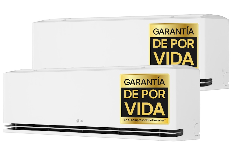 Vista frontal de LG Dualcool AI Air S, Aire acondicionado 2x1 para 20m², 2150+2150 frigorías con Garantía de por Vida MAGNA99SX