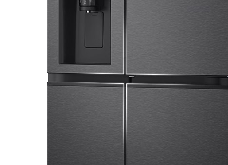 El diseño del asa del frigorífico ampliado con líneas blancas degradadas