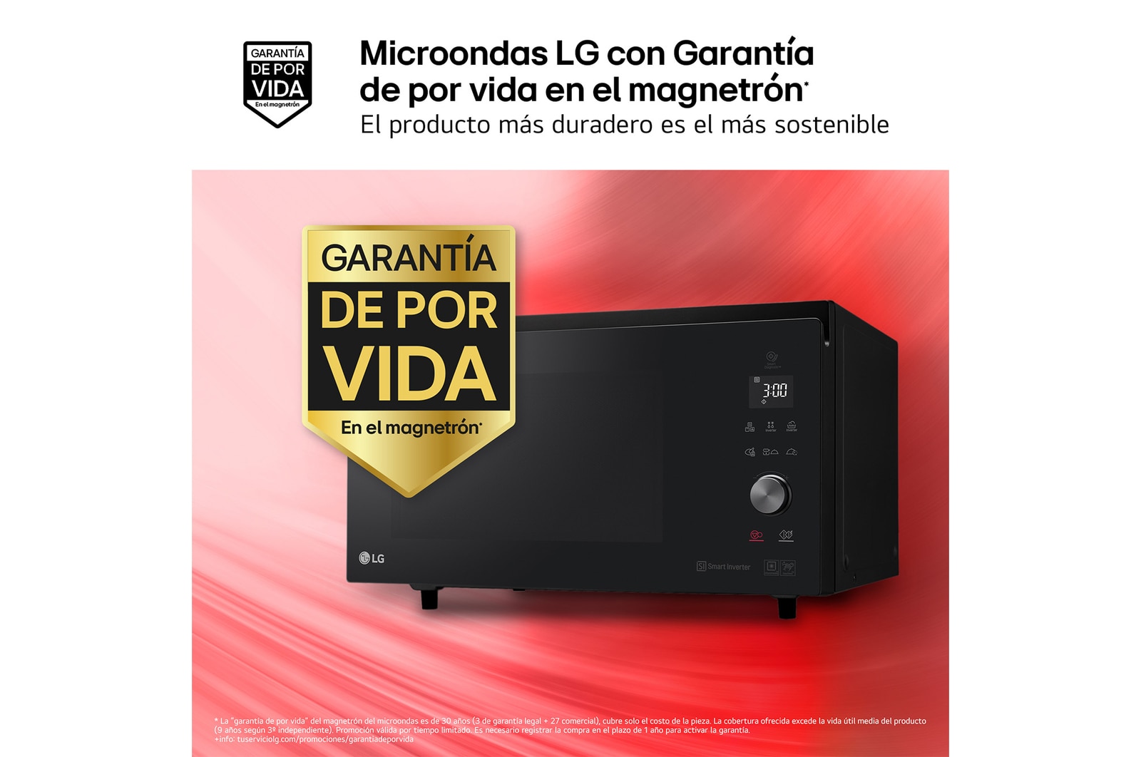 LG Horno Convección Microondas 4 en 1 Smart Inverter, con función freidora de aire, color Negro 1100W de 39 litros, MJ3965BPS