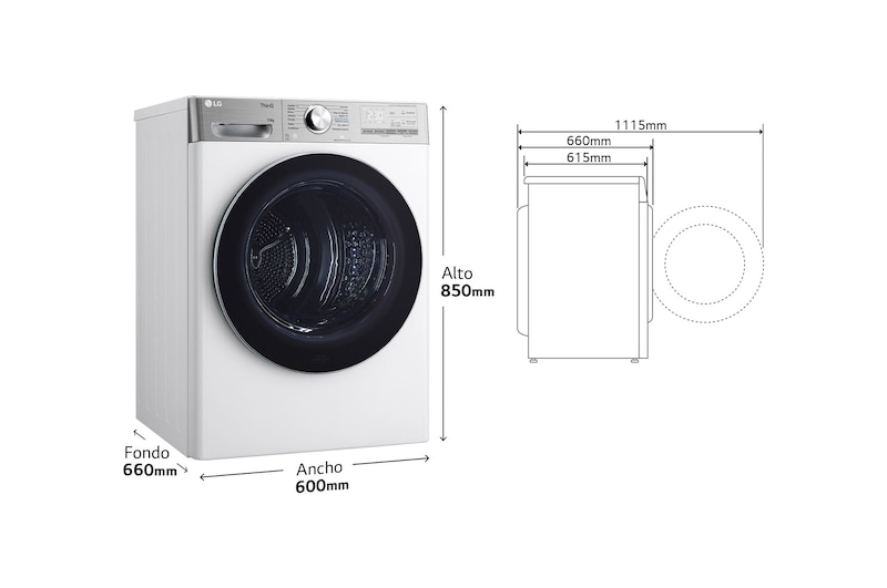 LG Secadora 10kg, C, con Bomba de calor Dual Inverter, Blanca , Serie 900, RH10V9AV2WR