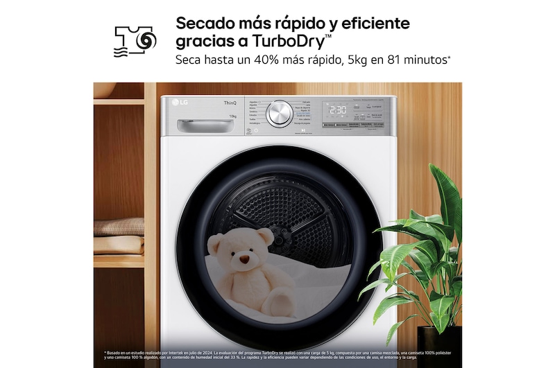 LG Secadora 10kg, C, con Bomba de calor Dual Inverter, Blanca , Serie 900, RH10V9AV2WR