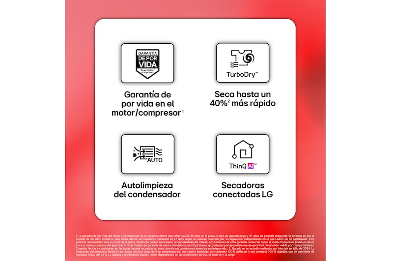 LG Secadora 8kg, C, con Bomba de calor Dual Inverter, Blanca, Serie 900, RH80V9AV4N