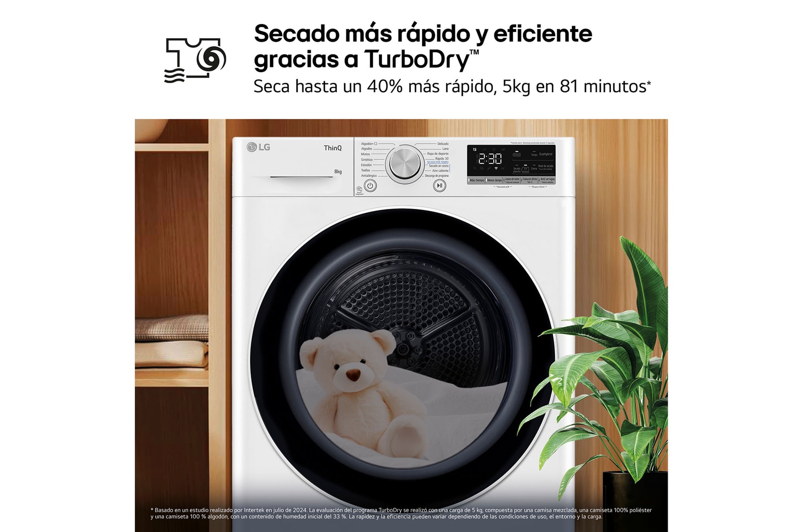 LG Secadora 8kg, C, con Bomba de calor Dual Inverter, Blanca, Serie 900, RH80V9AV4N