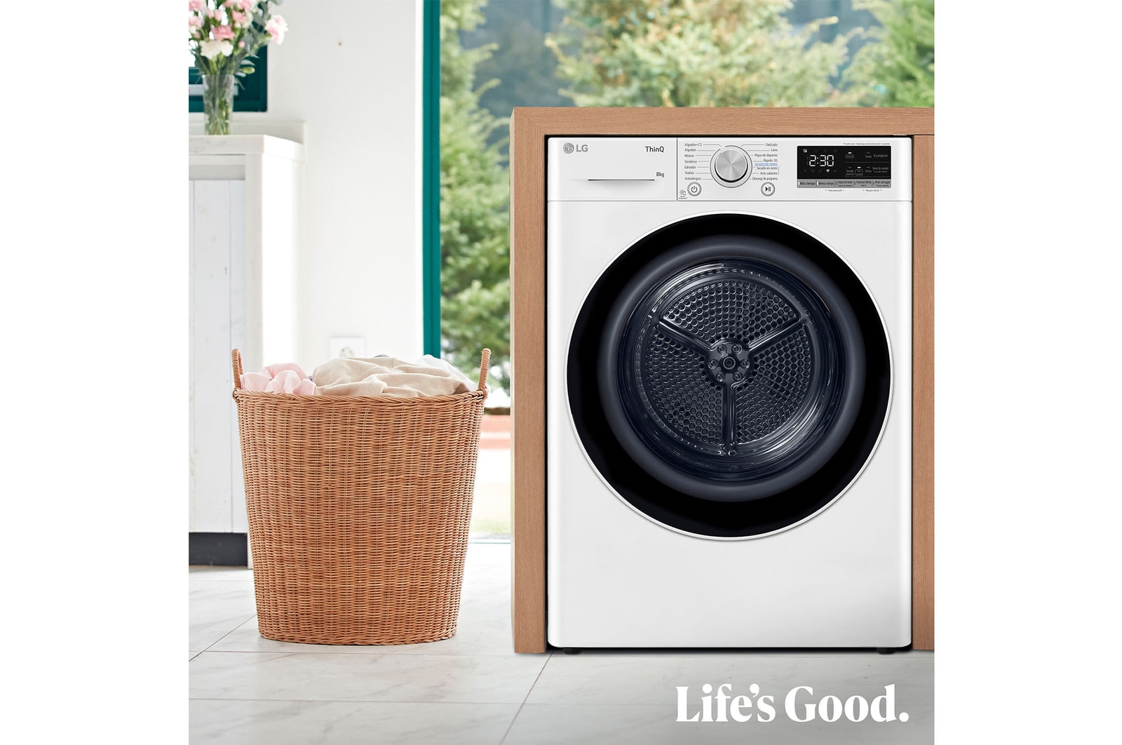 LG Secadora 8kg, C, con Bomba de calor Dual Inverter, Blanca, Serie 900, RH80V9AV4N