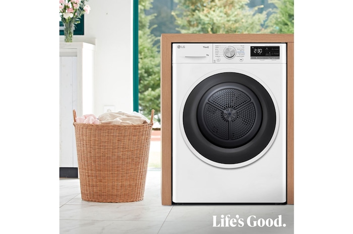 LG Outlet Secadora con Bomba de calor Dual Inverter 9kg, Clasificación D, Blanca, Serie 5, RH90V5AV6N.OUTLET