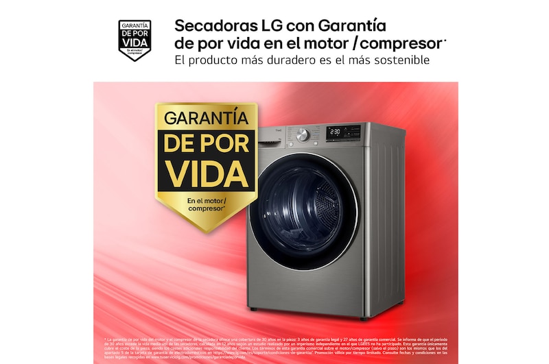 LG Outlet Secadora 9kg, C, con Bomba de calor Dual Inverter, Inox Antihuellas, Serie 900, RH90V9PV2N.OUTLET