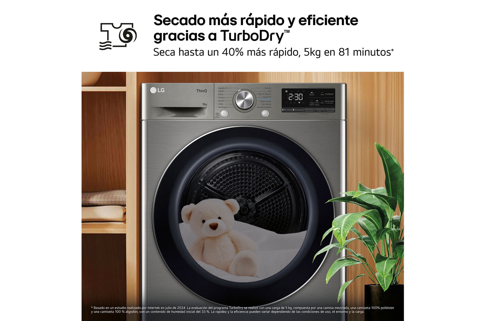 LG Outlet Secadora 9kg, C, con Bomba de calor Dual Inverter, Inox Antihuellas, Serie 900, RH90V9PV2N.OUTLET