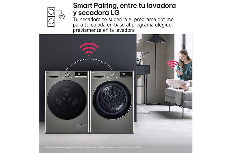 LG Outlet Secadora 9kg, C, con Bomba de calor Dual Inverter, Inox Antihuellas, Serie 900, RH90V9PV2N.OUTLET