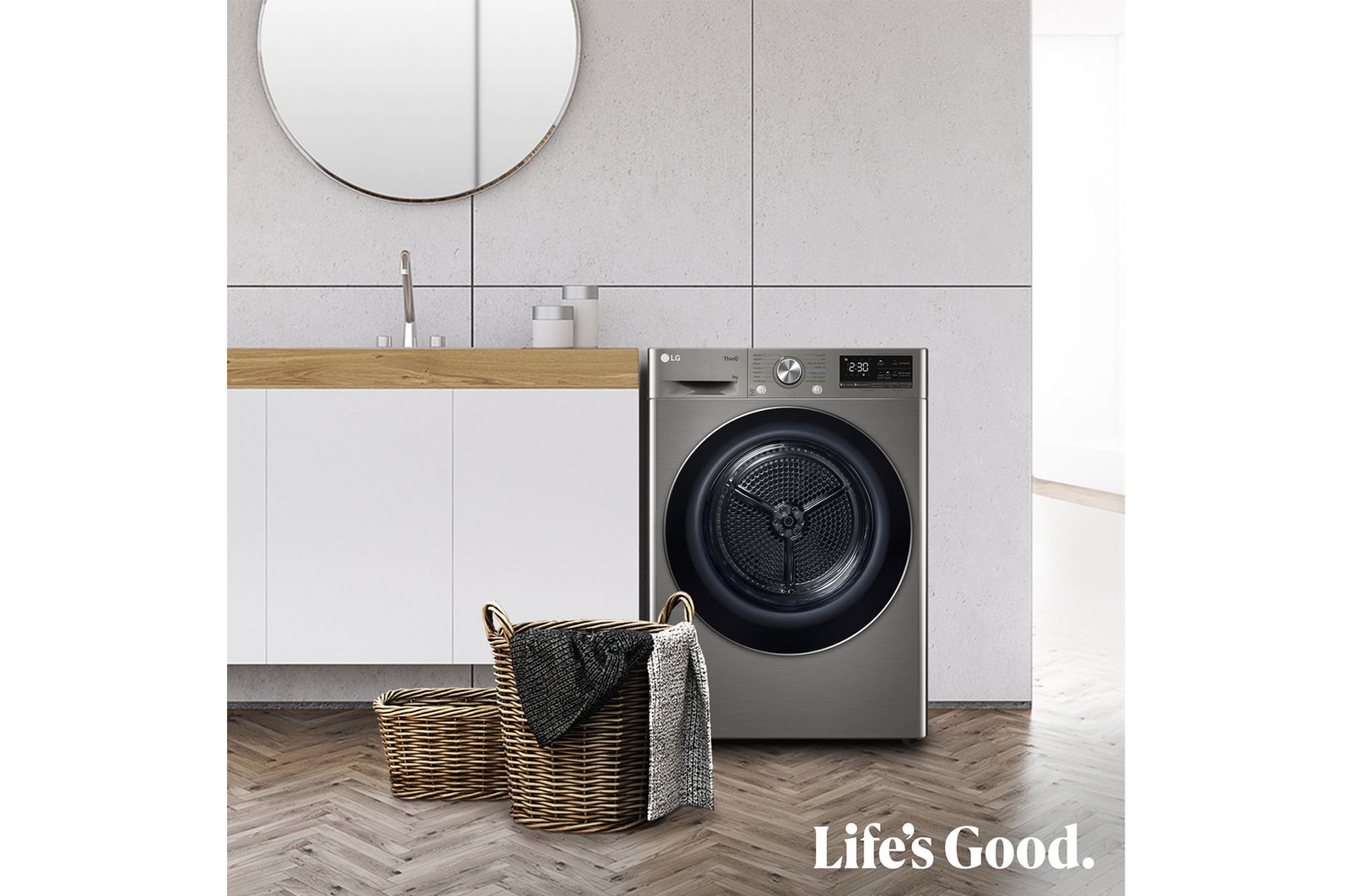 LG Outlet Secadora 9kg, C, con Bomba de calor Dual Inverter, Inox Antihuellas, Serie 900, RH90V9PV2N.OUTLET