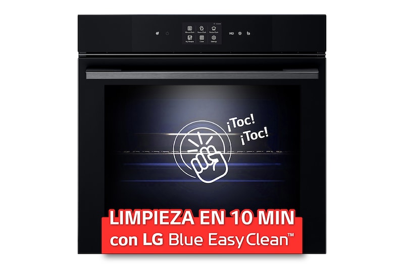 Vista frontal de Horno Instaview Vapor 100% 76L A++ con sistema de limpieza Blue EasyClean, cristal negro mate WS9D7672WM