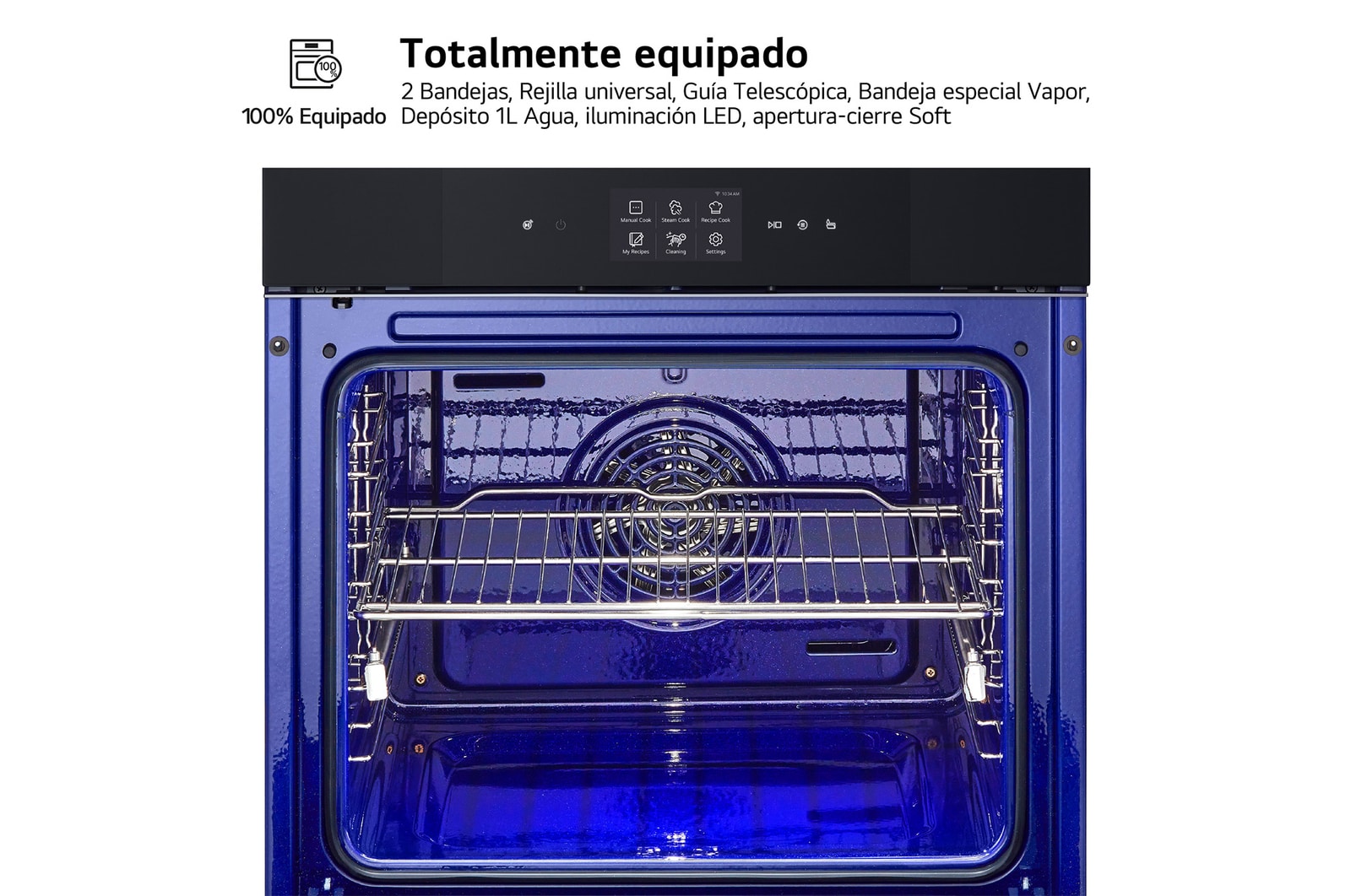 LG Horno Instaview Vapor 100% 76L A++ con sistema de limpieza Blue EasyClean, cristal negro mate, WS9D7672WM