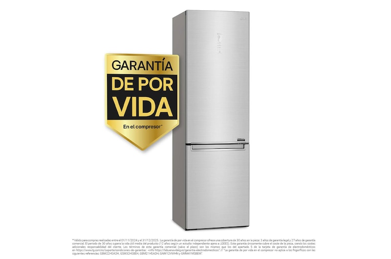 LG Frigorífico Combi 2 metros , Clasificación B, capacidad de 419L, Acero premium Antihuellas, serie Centum, GBB92STABP