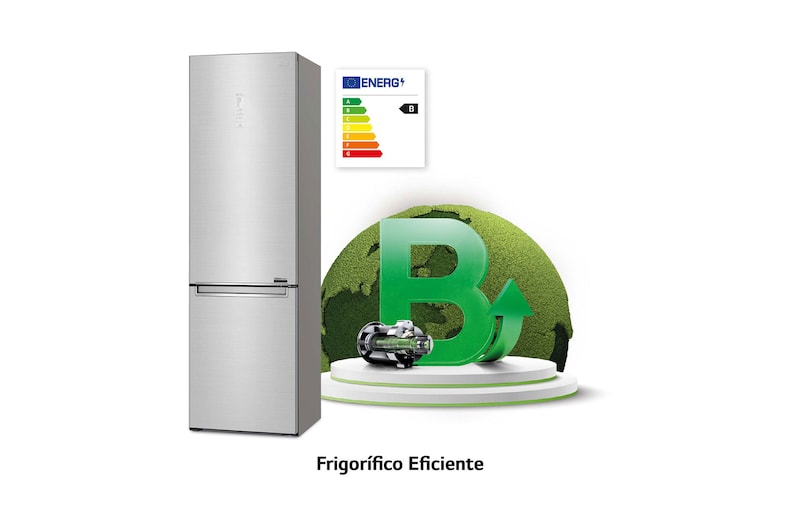 LG Frigorífico Combi 2 metros , Clasificación B, capacidad de 419L, Acero premium Antihuellas, serie Centum, GBB92STABP