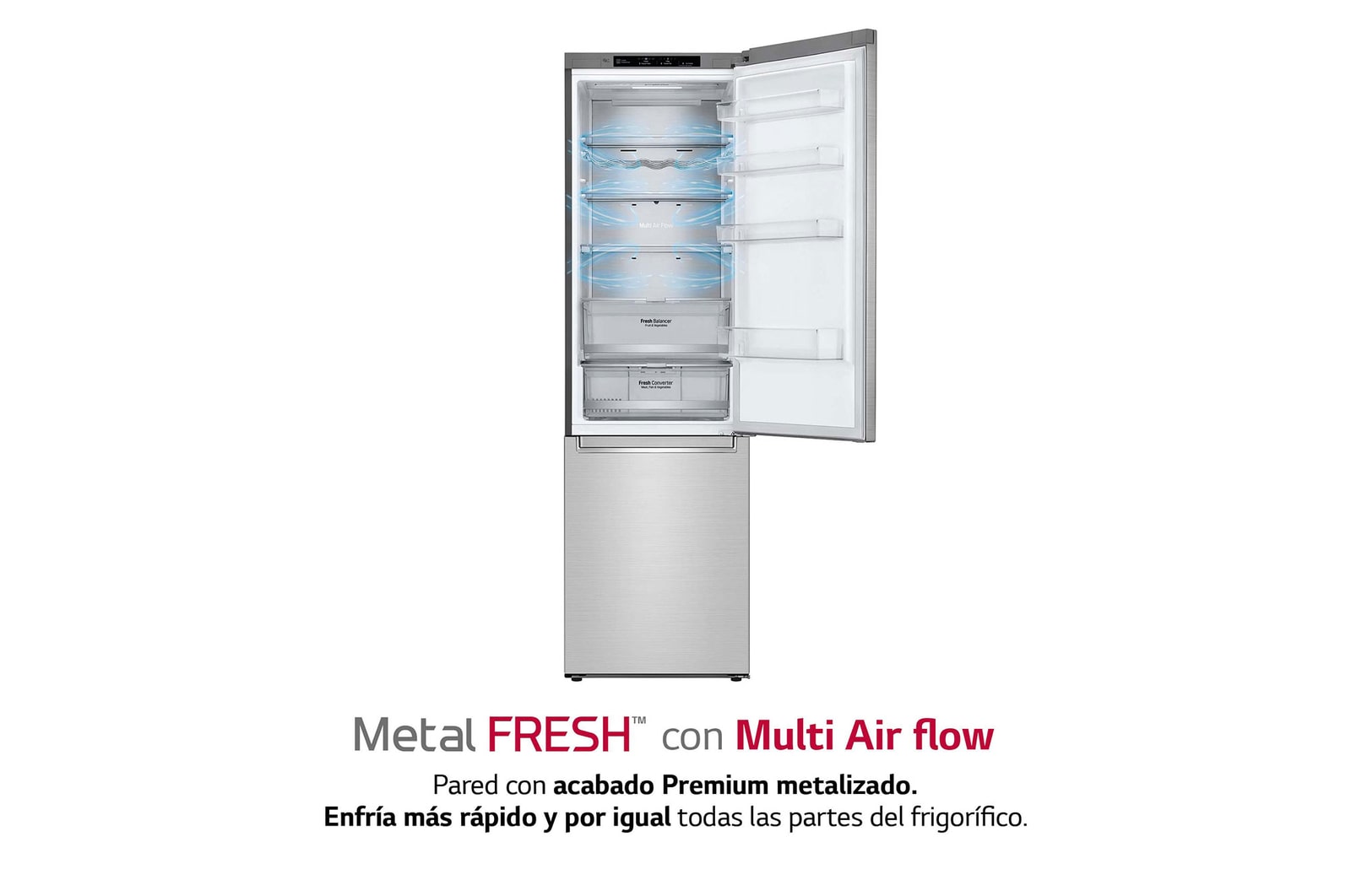 LG Frigorífico Combi 2 metros , Clasificación B, capacidad de 419L, Acero premium Antihuellas, serie Centum, GBB92STABP