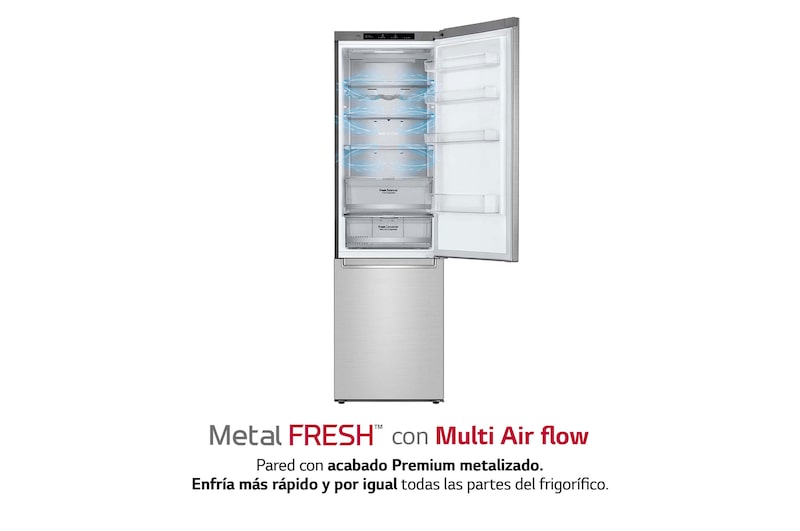 LG Frigorífico Combi 2 metros , Clasificación B, capacidad de 419L, Acero premium Antihuellas, serie Centum, GBB92STABP