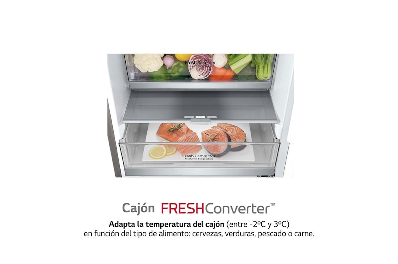 LG Frigorífico Combi 2 metros , Clasificación B, capacidad de 419L, Acero premium Antihuellas, serie Centum, GBB92STABP