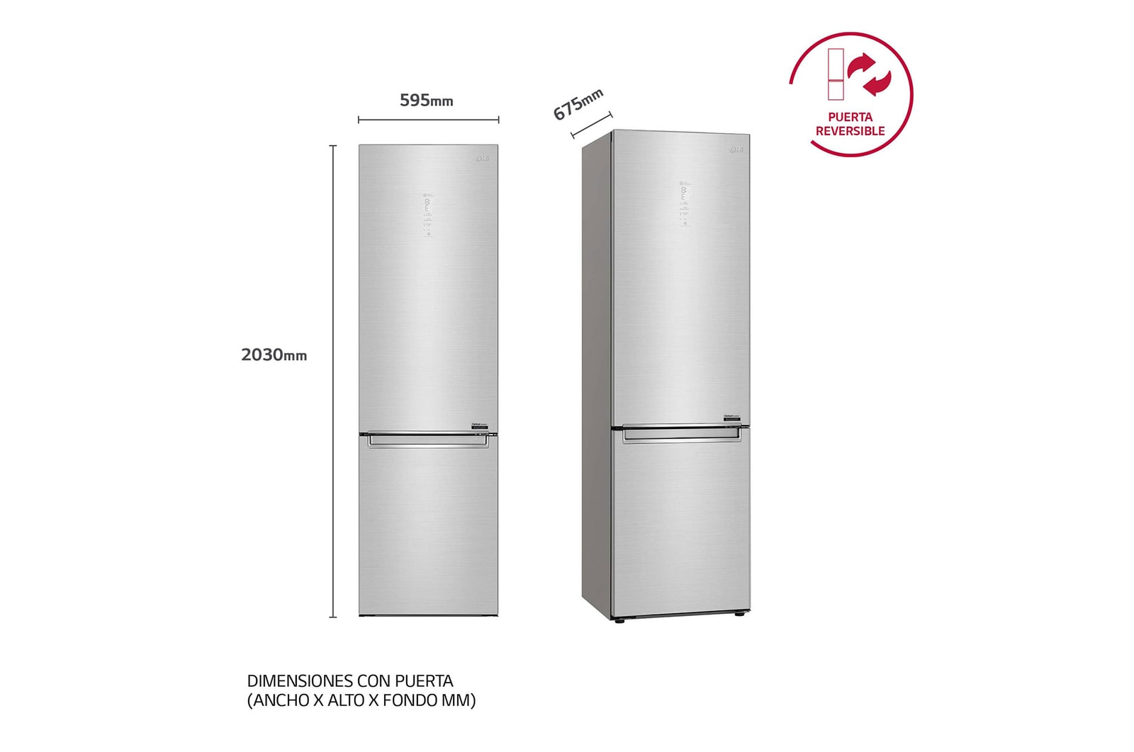 LG Frigorífico Combi 2 metros , Clasificación B, capacidad de 419L, Acero premium Antihuellas, serie Centum, GBB92STABP