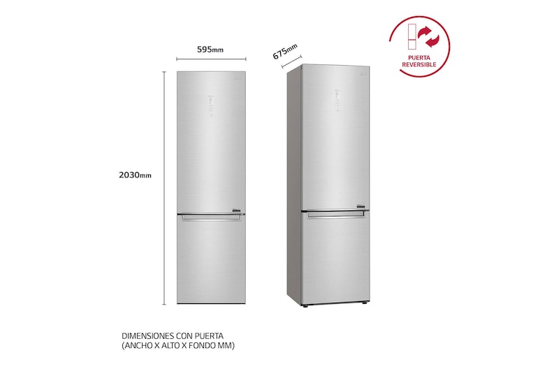 LG Frigorífico Combi 2 metros , Clasificación B, capacidad de 419L, Acero premium Antihuellas, serie Centum, GBB92STABP