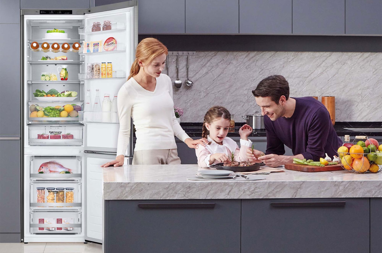 LG Frigorífico Combi 2 metros , Clasificación B, capacidad de 419L, Acero premium Antihuellas, serie Centum, GBB92STABP