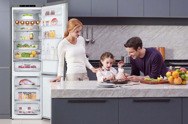 LG Frigorífico Combi 2 metros , Clasificación B, capacidad de 419L, Acero premium Antihuellas, serie Centum, GBB92STABP