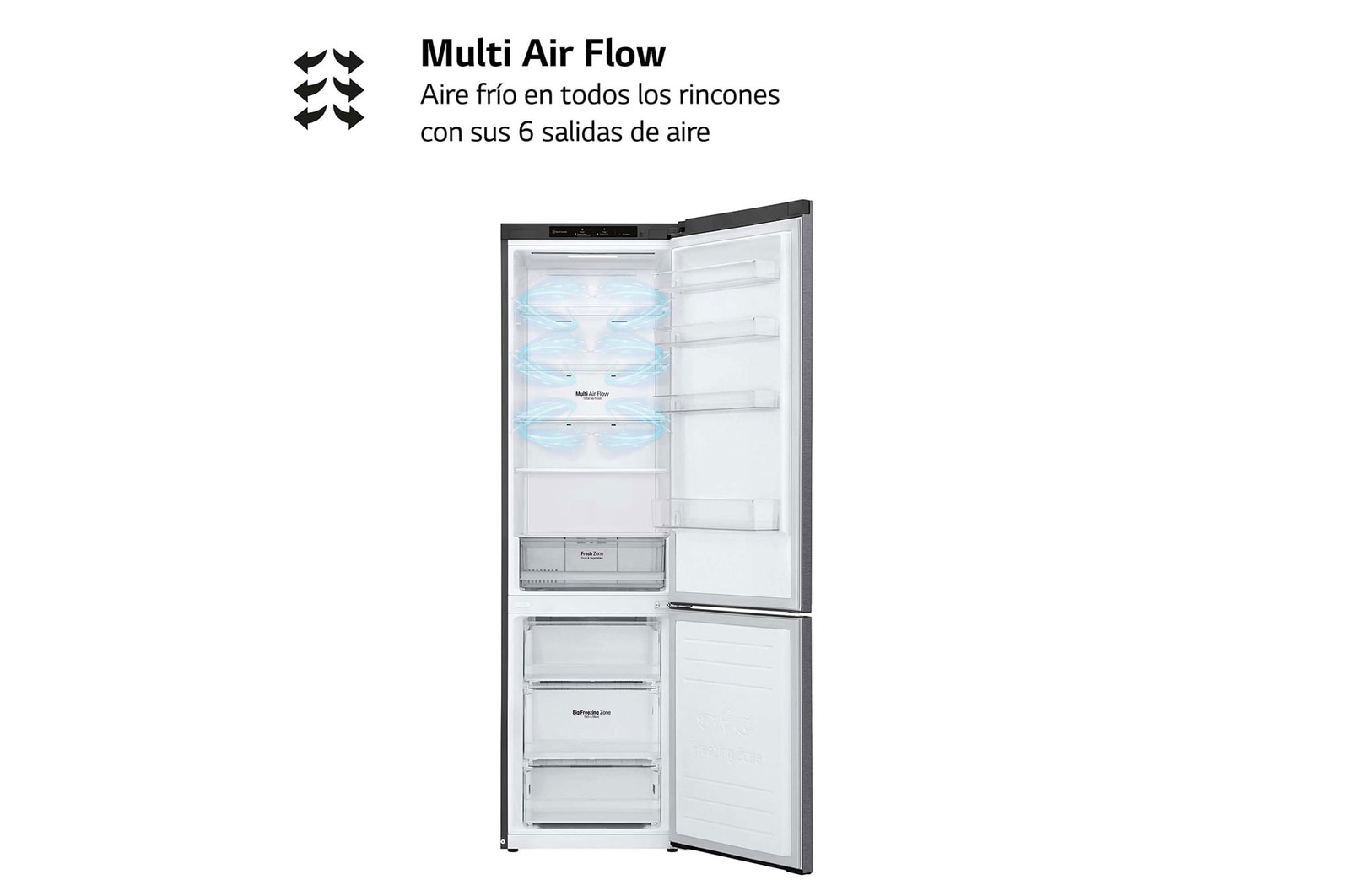 LG Frigorífico Combi LG GBP32DSLZN, 2,03m, E, capacidad de 419l, Inox Grafito Antihuellas, serie 3, GBP32DSLZN