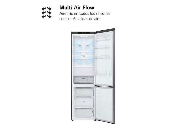 LG Frigorífico Combi LG GBP32DSLZN, 2,03m, E, capacidad de 419l, Inox Grafito Antihuellas, serie 3, GBP32DSLZN