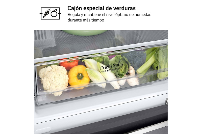 LG Frigorífico Combi LG GBP32DSLZN, 2,03m, E, capacidad de 419l, Inox Grafito Antihuellas, serie 3, GBP32DSLZN