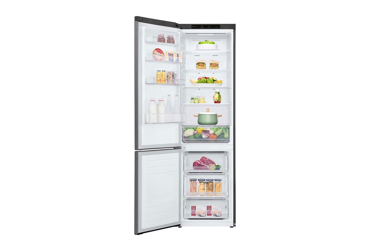 LG Frigorífico Combi LG GBP32DSLZN, 2,03m, E, capacidad de 419l, Inox Grafito Antihuellas, serie 3, GBP32DSLZN