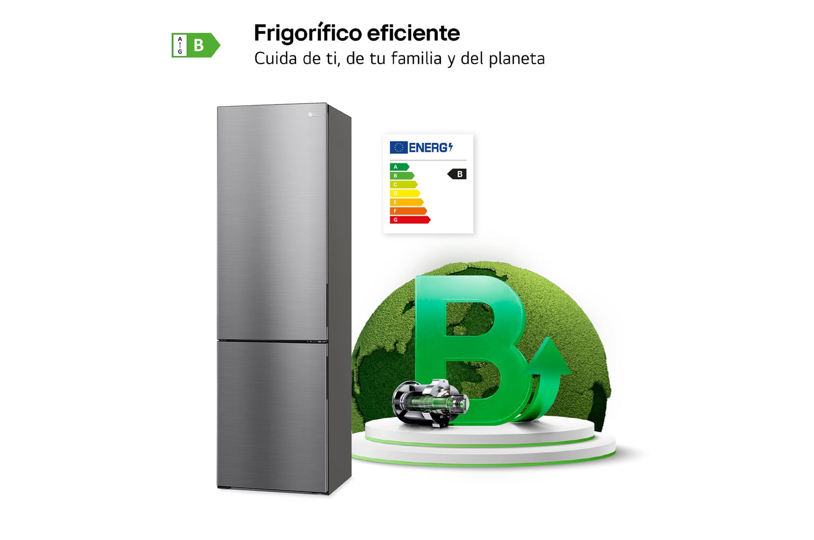 LG Outlet Frigorífico Combi 2m, Clasificación B, capacidad de 419l, Inox grafito antihuellas, Serie P-600, GBP62PZNBC.OUTLET