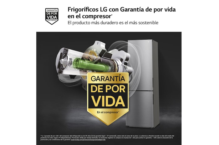LG Outlet Frigorífico Combi 2m, Clasificación B, capacidad de 419l, Inox grafito antihuellas, Serie P-600, GBP62PZNBC.OUTLET