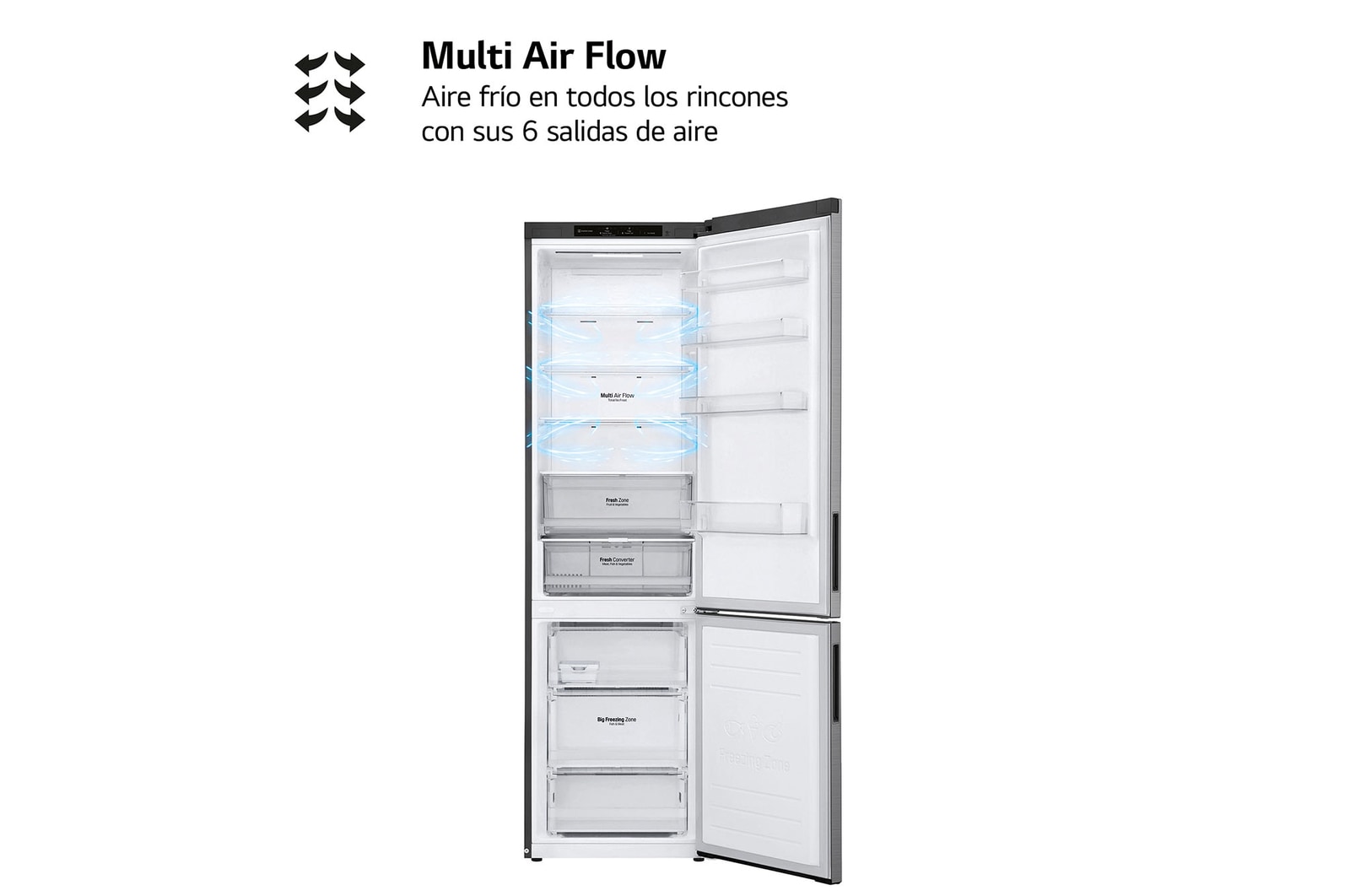 LG Outlet Frigorífico Combi 2m, Clasificación B, capacidad de 419l, Inox grafito antihuellas, Serie P-600, GBP62PZNBC.OUTLET