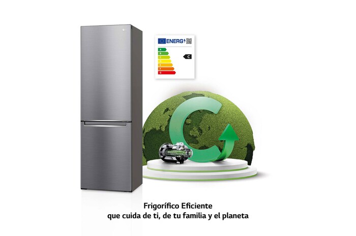 LG Frigorífico Combi 2.03m, Clasificación C, capacidad de 419l, Inox antihuellas, serie P-600, GBP62PZNCN1