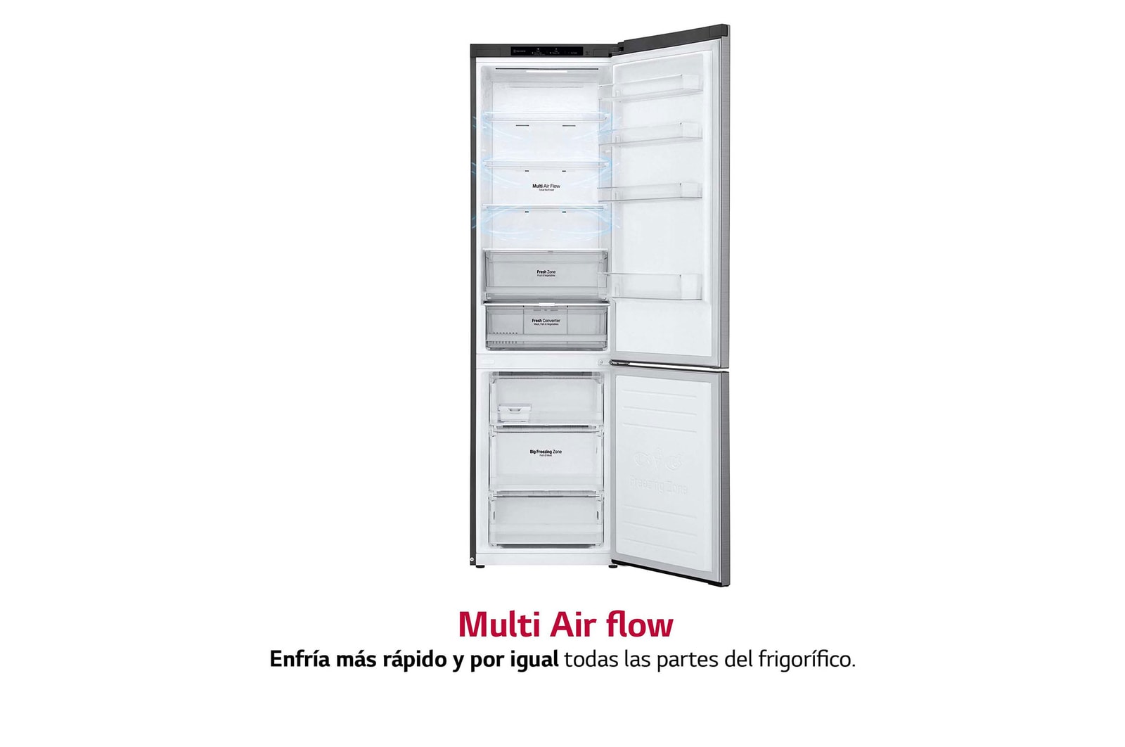 LG Frigorífico Combi Door Cooling+, 2,03m, Clasificación C, capacidad de 419l, inox antihuellas. Serie P500 , GBP52PZNCN1