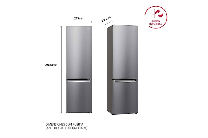LG Frigorífico Combi 2.03m, Clasificación C, capacidad de 419l, Inox antihuellas, serie P-600, GBP62PZNCN1