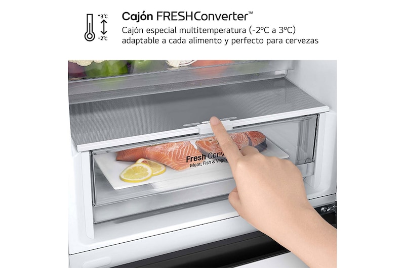 LG Frigorífico Combi Door Cooling+, 2,03m, Clasificación C, capacidad de 419l, blanco. Serie 300, GBV3200CSW