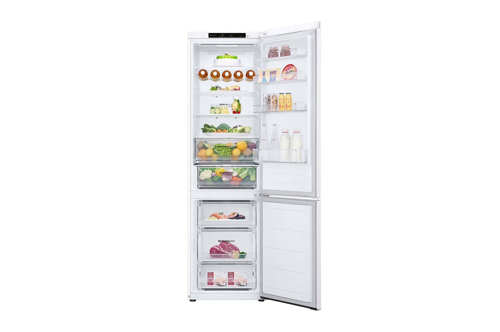 LG Frigorífico Combi Door Cooling+, 2,03m, Clasificación C, capacidad de 419l, blanco. Serie 300, GBV3200CSW