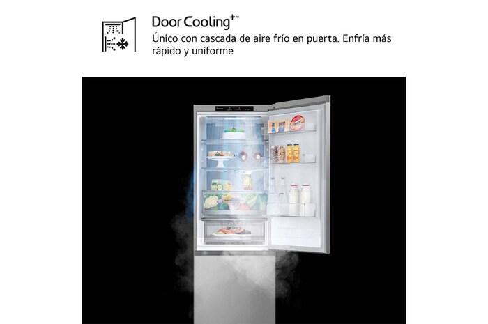 LG Frigorífico Combi Door Cooling+, 1,86m, Clasificación C, capacidad de 374l, inox antihuellas. Serie 500, GBV5140CPY