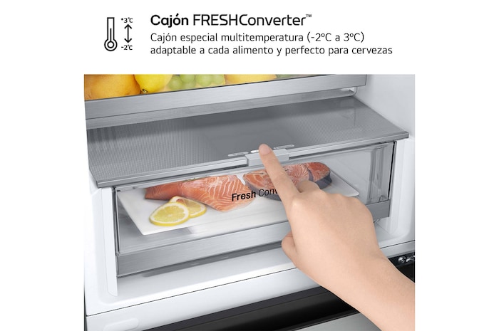 LG Frigorífico Combi Door Cooling+, 1,86m, Clasificación C, capacidad de 374l, inox antihuellas. Serie 500, GBV5140CPY
