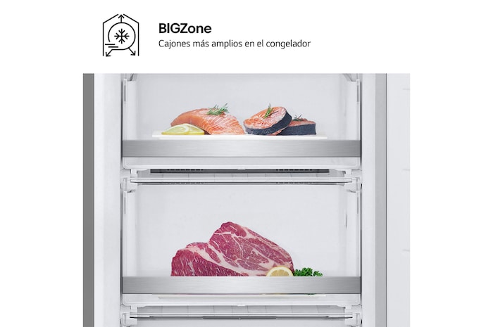 LG Frigorífico Combi Door Cooling+, 2,03m, Clasificación B, capacidad de 419l, Inox antihuellas. Serie 700, GBV7280BPY