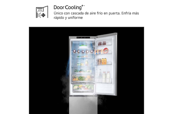 LG Frigorífico Combi Door Cooling+, 2,03m, Clasificación D, capacidad de 419l, inox antihuellas. Serie 700, GBV7280DPY